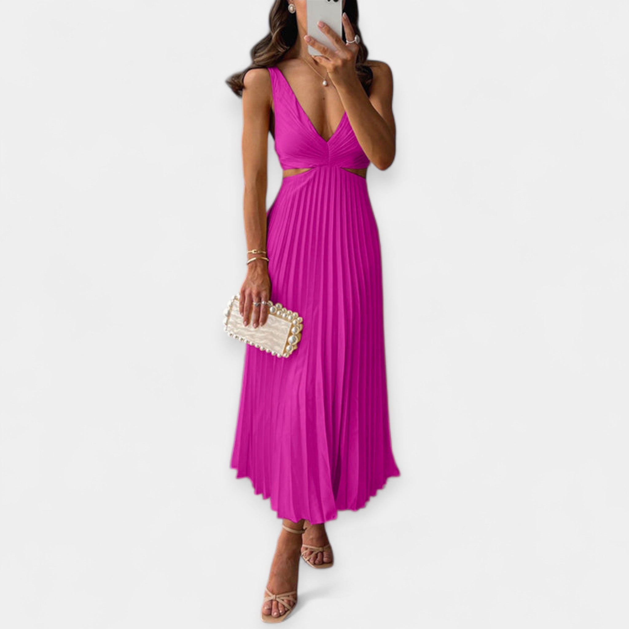 Rochie maxi cu design plisat