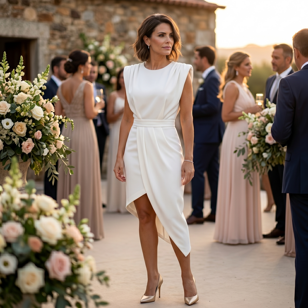 Aurora | Asymmetrical Dress with Structured Shoulders