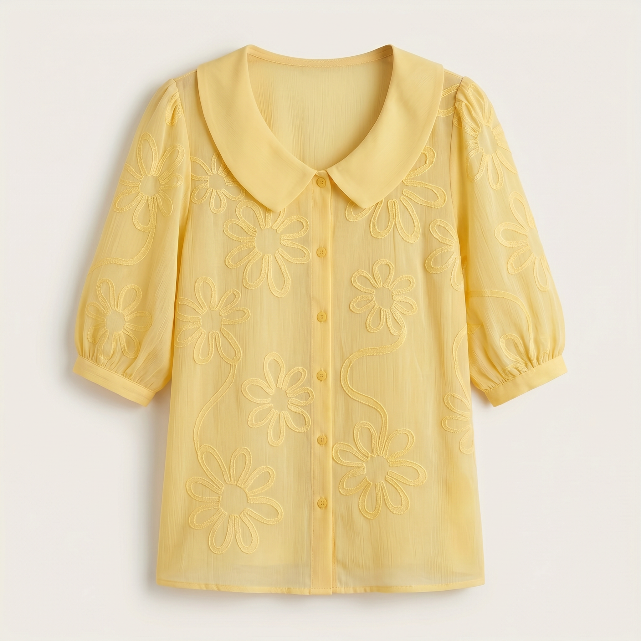 Sarah | Linen V-Neck Blouse with 3/4 Sleeves