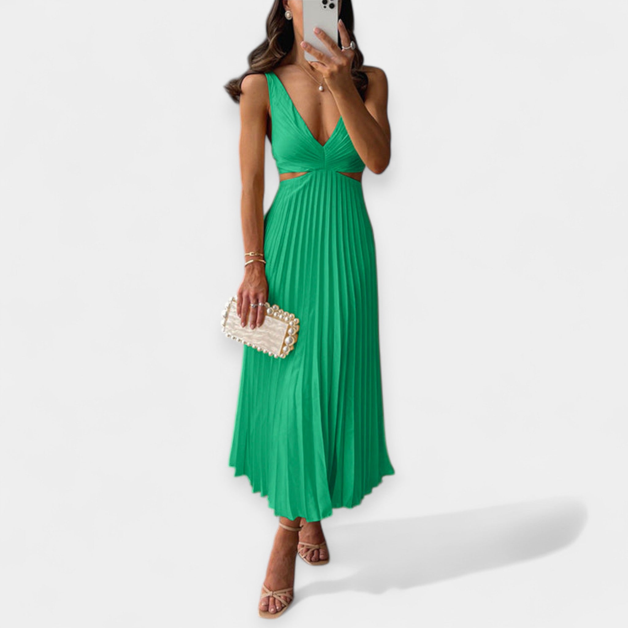 Rochie maxi cu design plisat