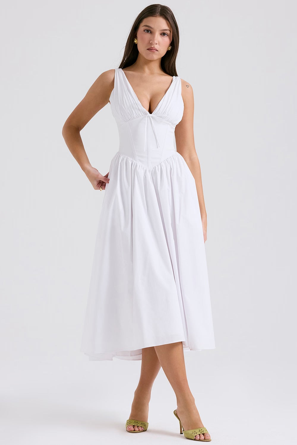Rochie Midi cu Flori Romantice