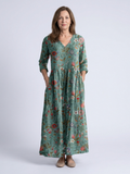 Marina | Three-Quarter Sleeve V-Neck Floral Maxi Dress