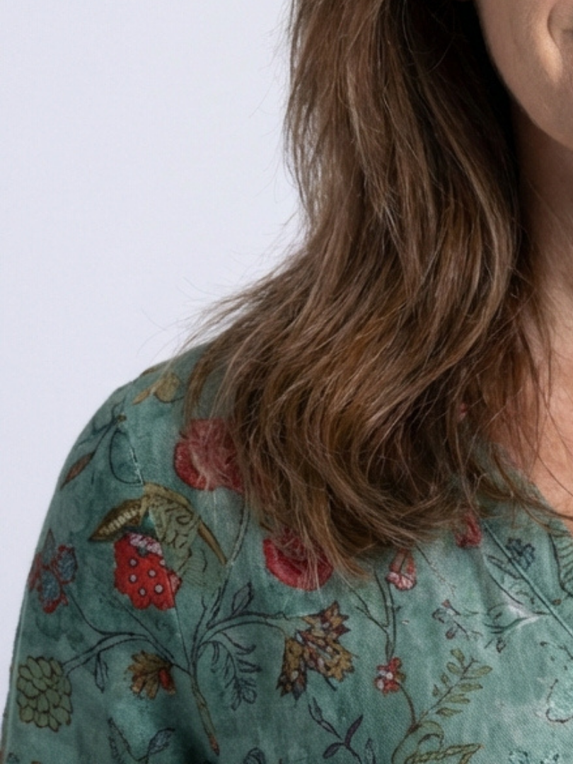 Marina | Three-Quarter Sleeve V-Neck Floral Maxi Dress