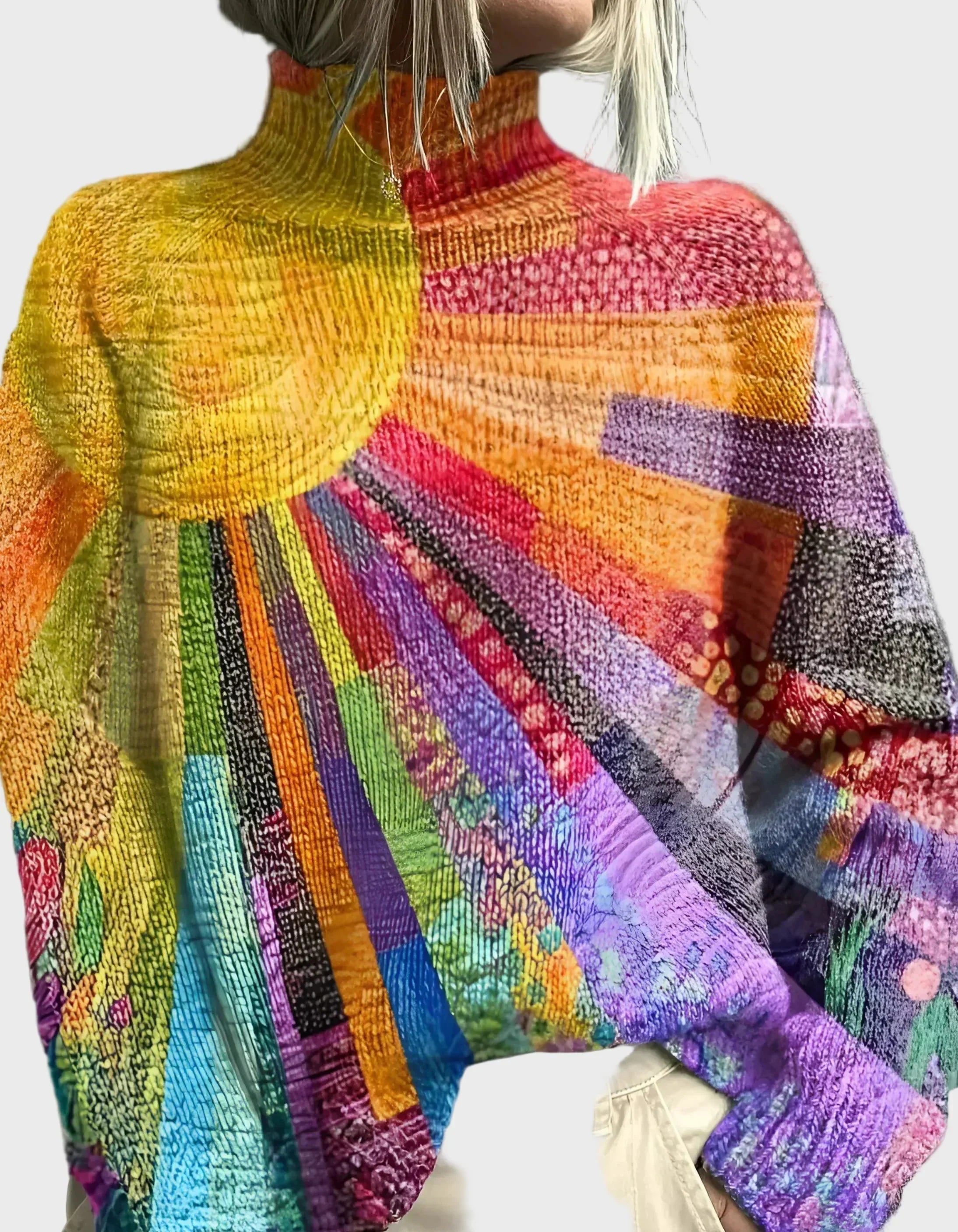 Colorful Sweater with Collar