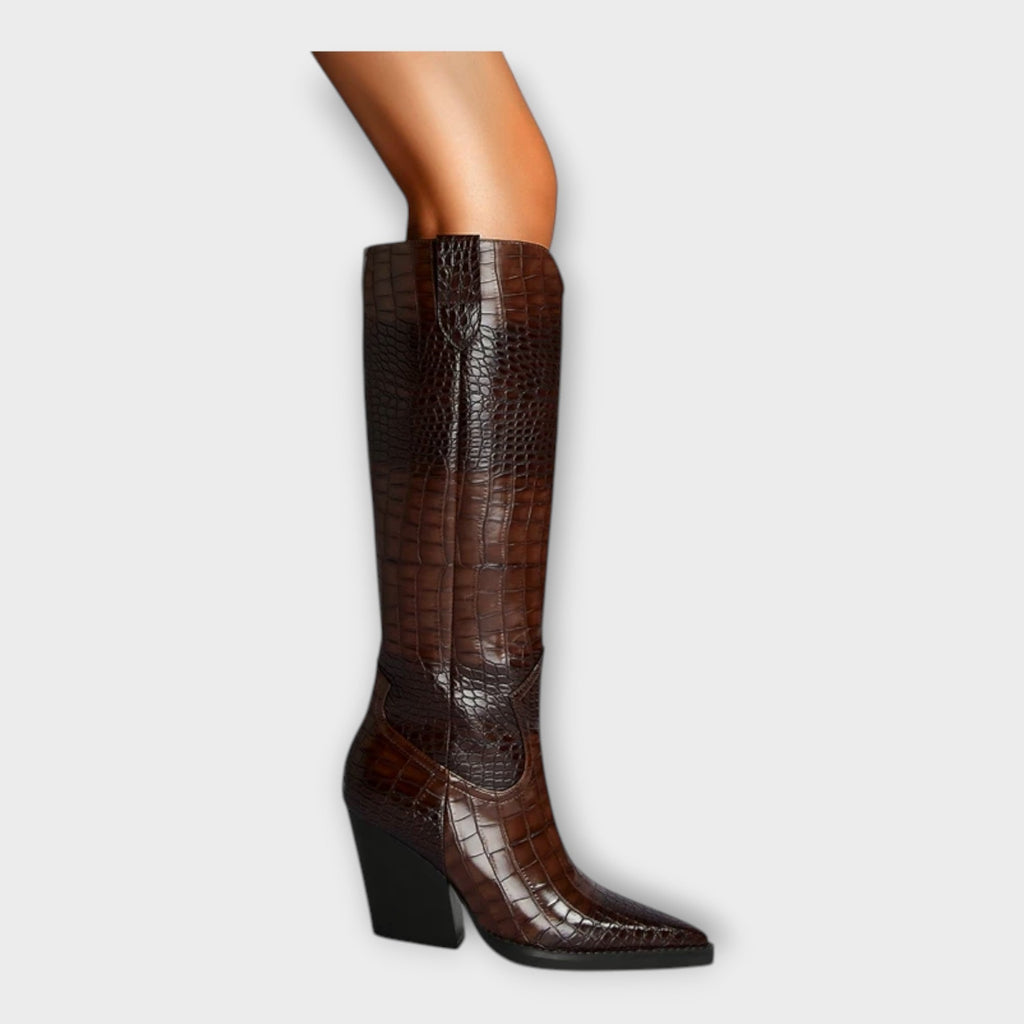 Camila | Boots with Crocodile Design and Elegant Daily Heel