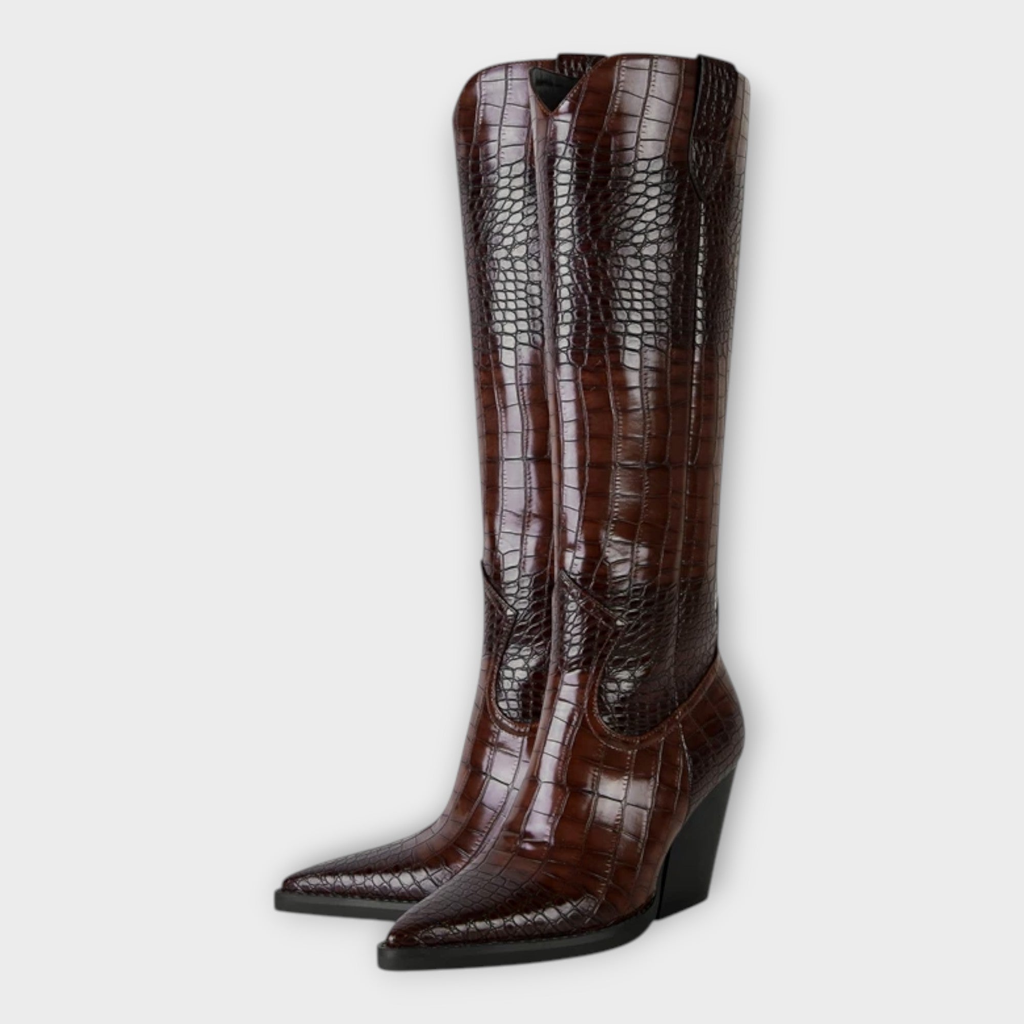 Camila | Boots with Crocodile Design and Elegant Daily Heel