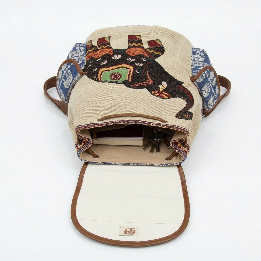 Nala - Boho Elephant Print Canvas Backpack