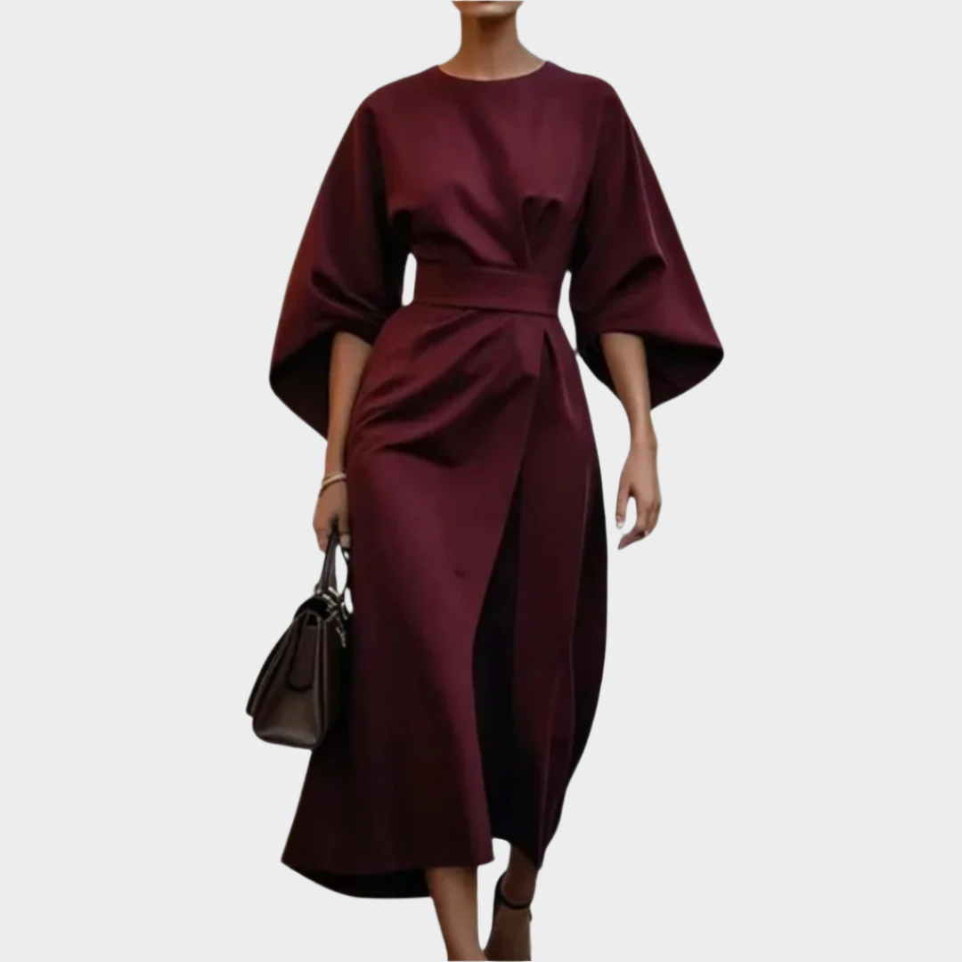 Chicago Minimalist Dress with Belt and Wide Sleeves