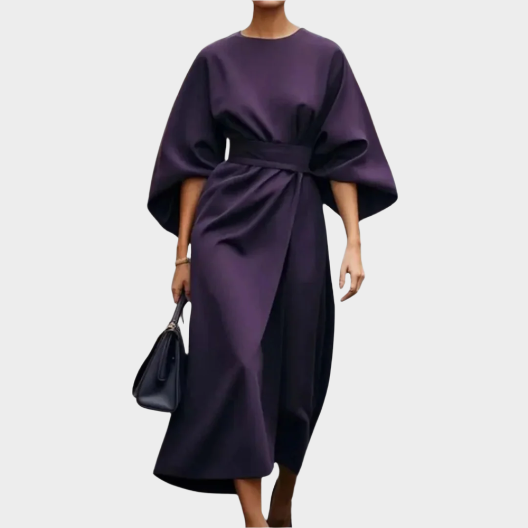 Chicago Minimalist Dress with Belt and Wide Sleeves