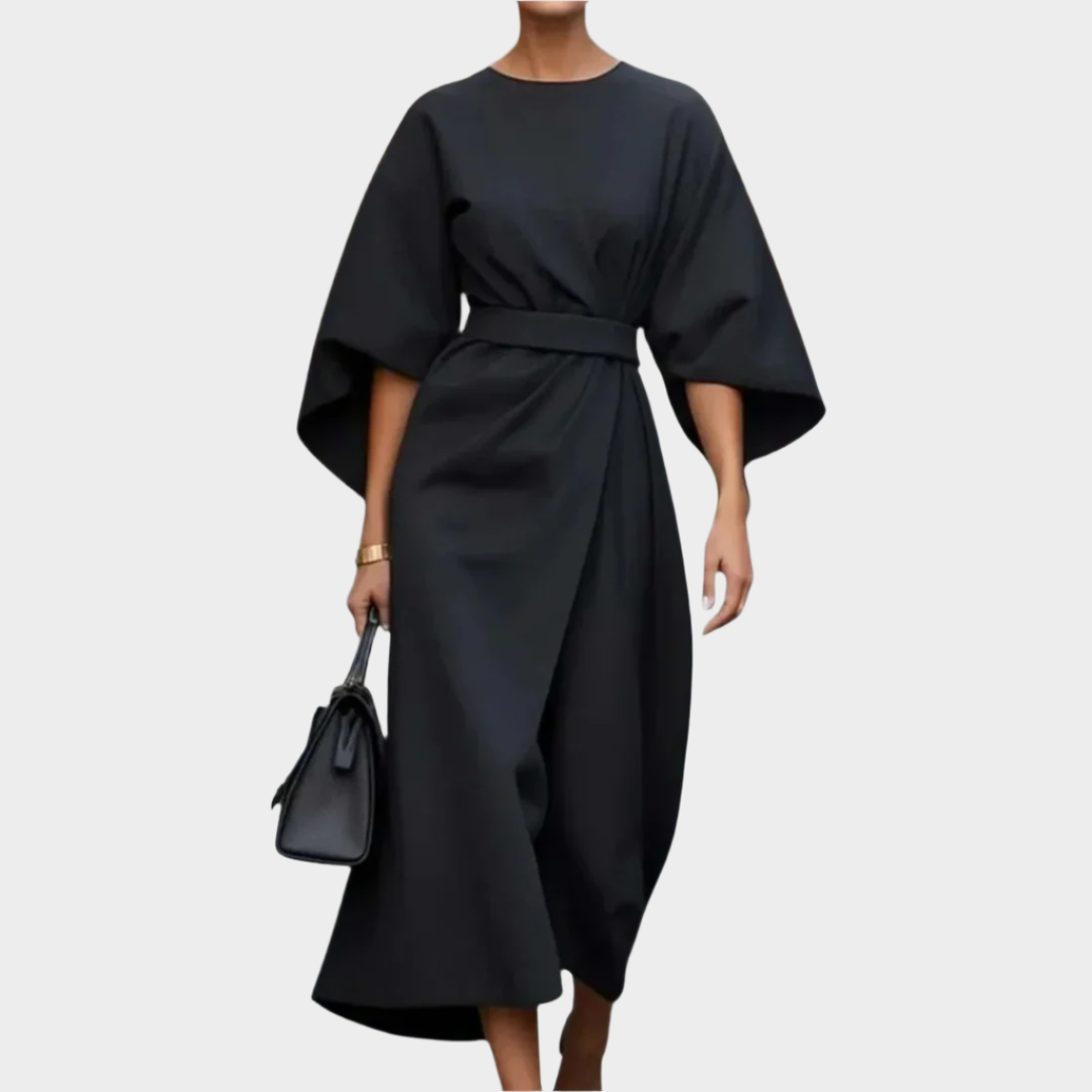 Chicago Minimalist Dress with Belt and Wide Sleeves
