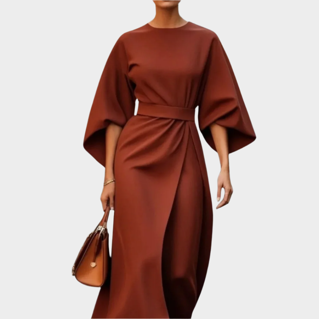 Chicago Minimalist Dress with Belt and Wide Sleeves