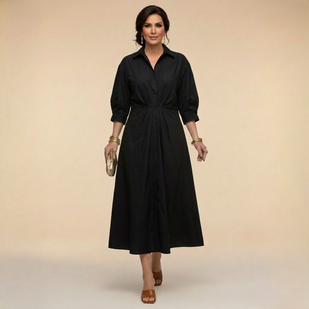 Monroe - Rochie Maxi Amplă cu Decolteu Petrecut