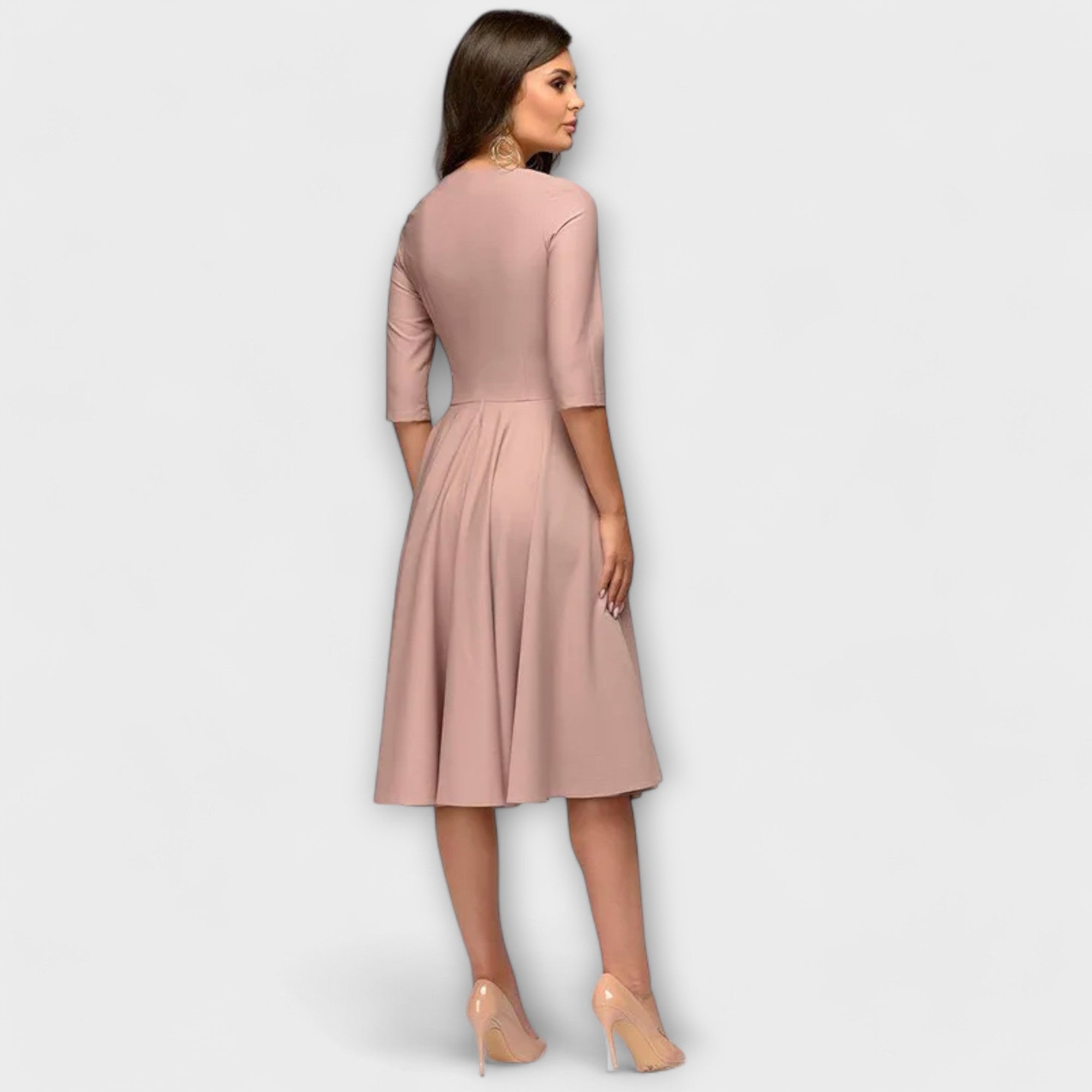 Ana - Elegant Midi Dress with Waist Belt