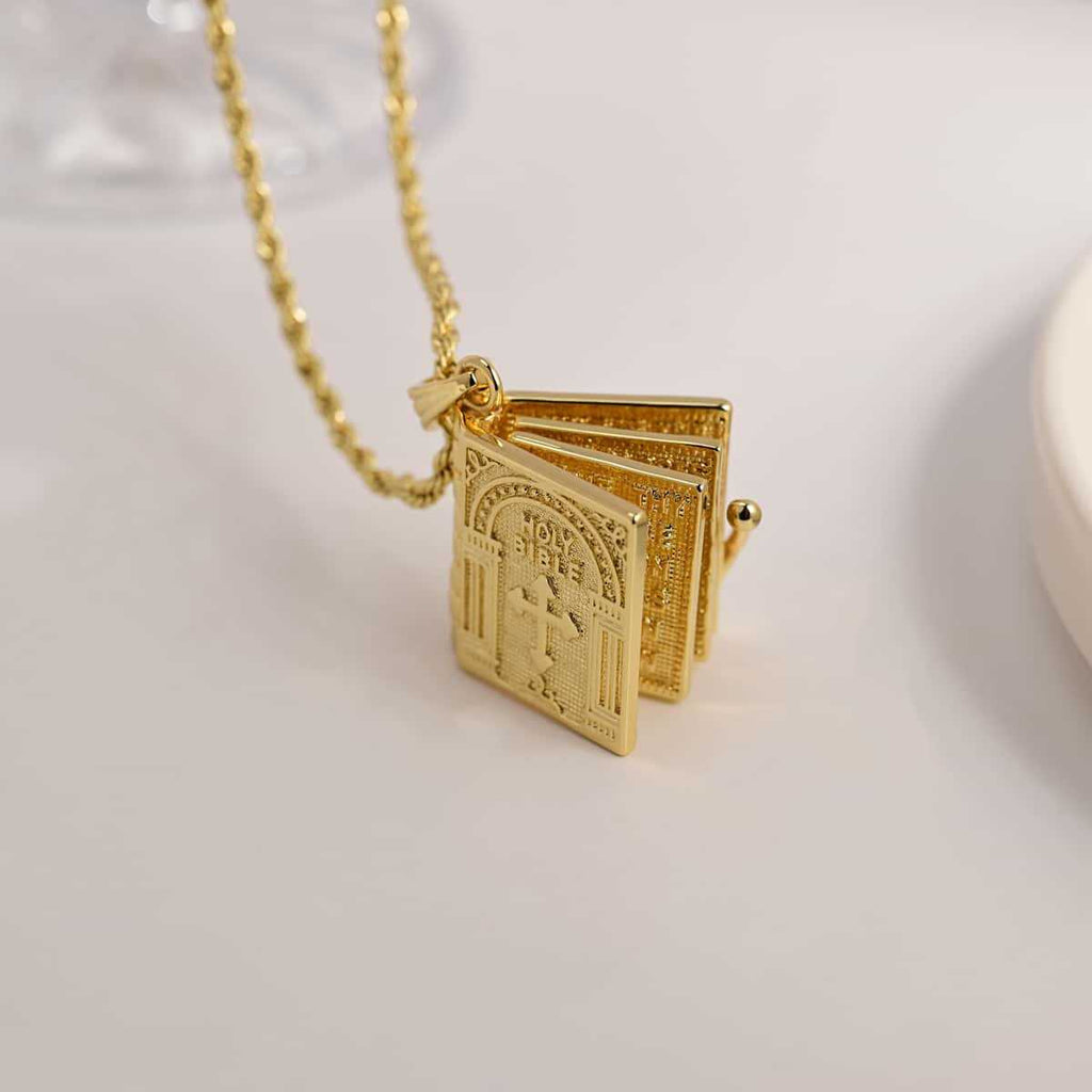 "Holy Bible" Pendant Necklace in Stainless Steel