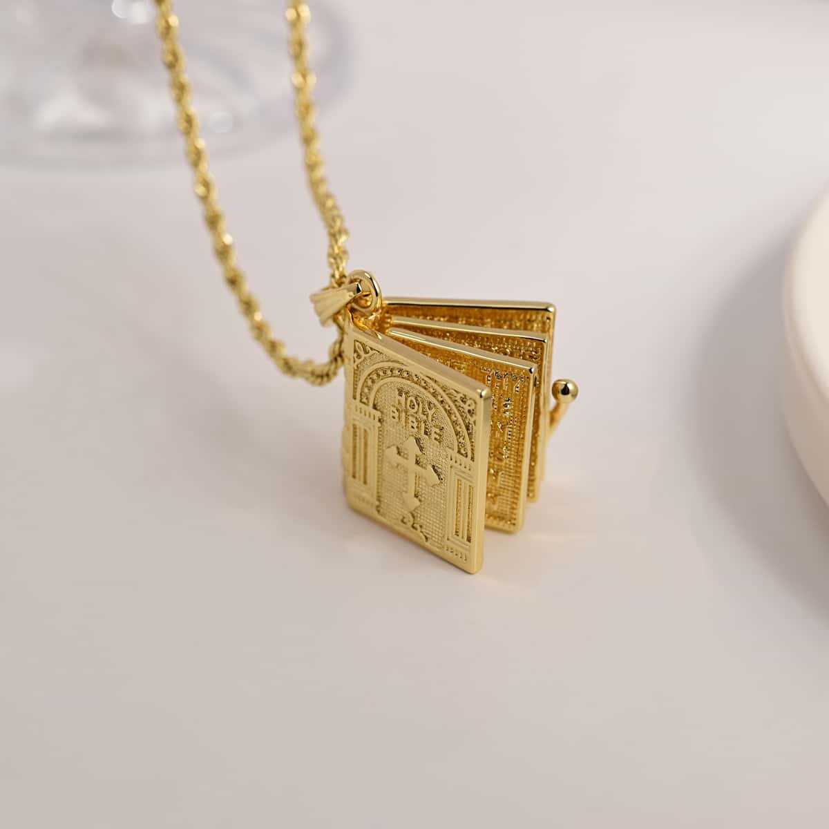 "Holy Bible" Pendant Necklace in Stainless Steel
