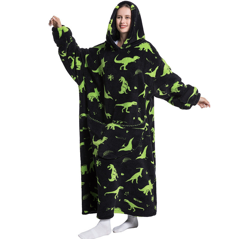 HugWear™ | Dino Glow Oversized Hoodie Blanket