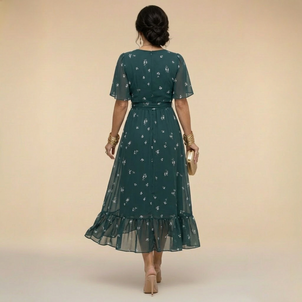 Aurora - Floral Flutter Midi Dress