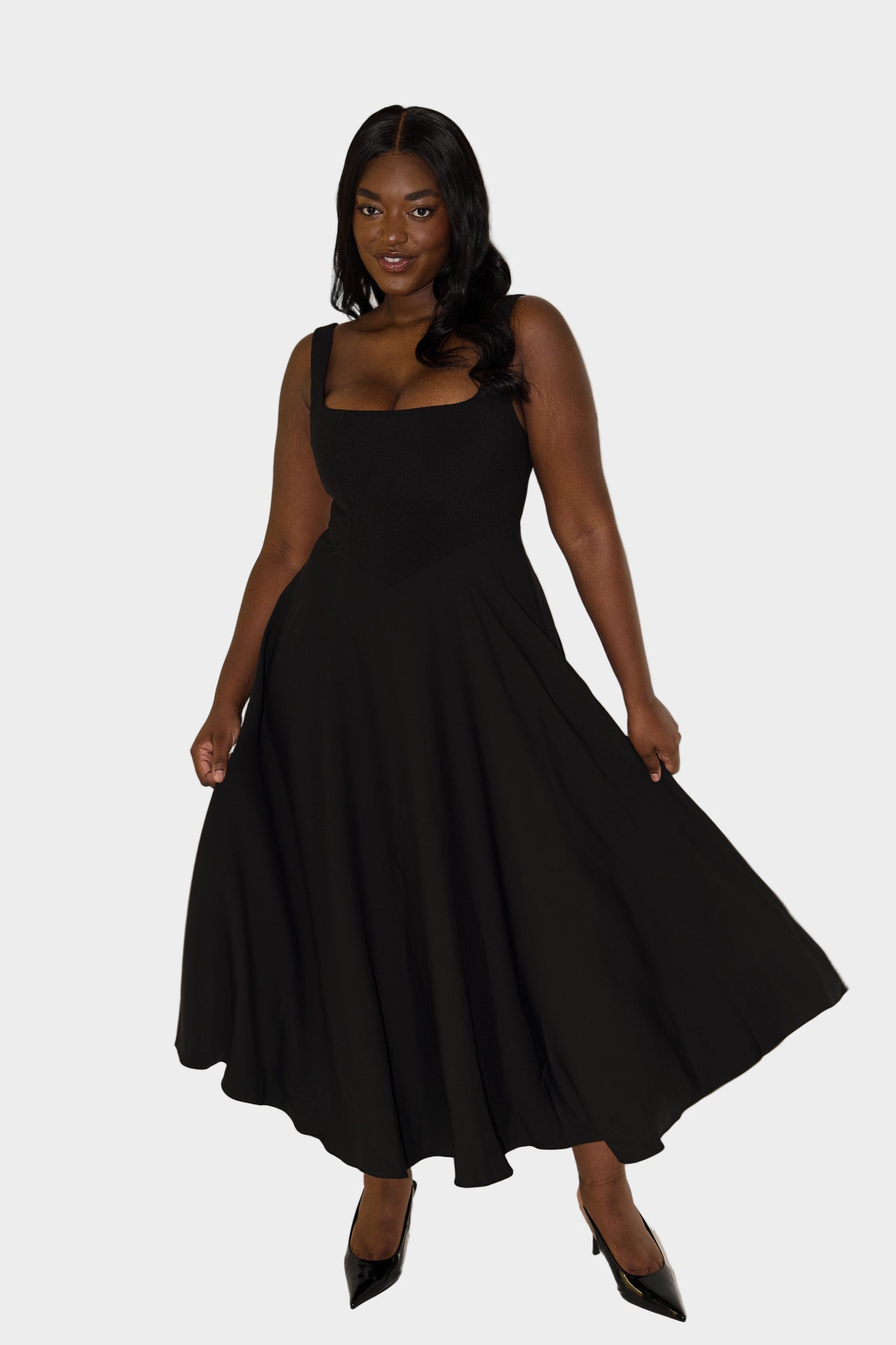 Rochie Midi Air fără vârstă și durabilă, cu linii distinctive și mișcare naturală