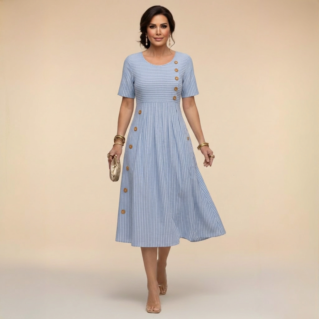 Wanda - Striped Midi Dress