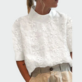 Embroidered Blouse with High Collar