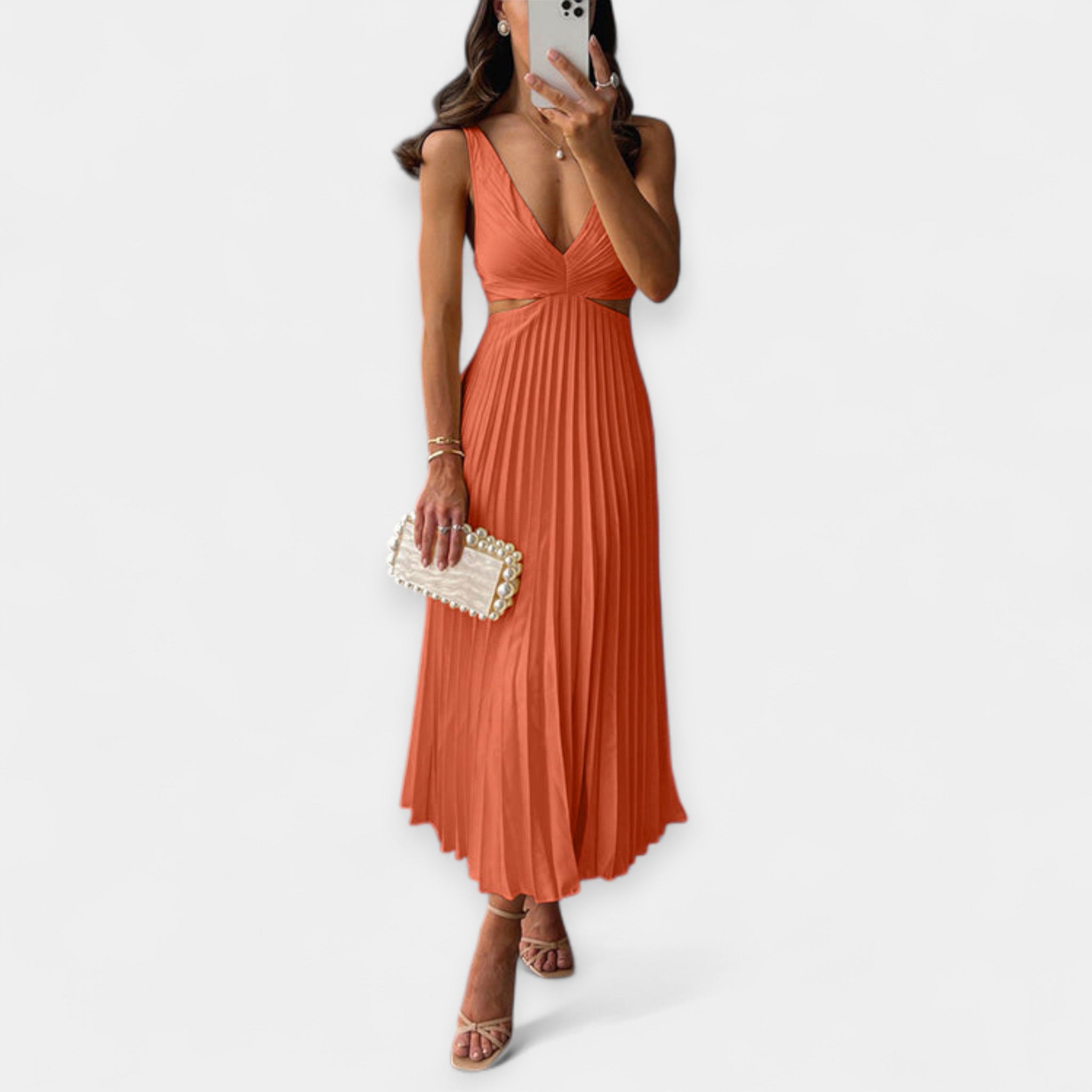 Rochie maxi cu design plisat