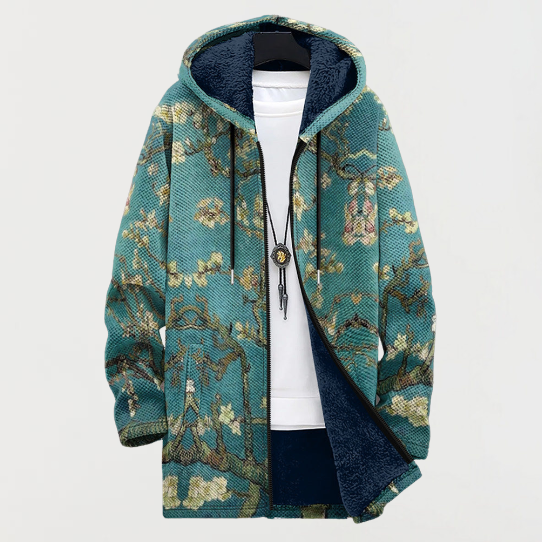 Jachetă cu imprimeu floral artistic