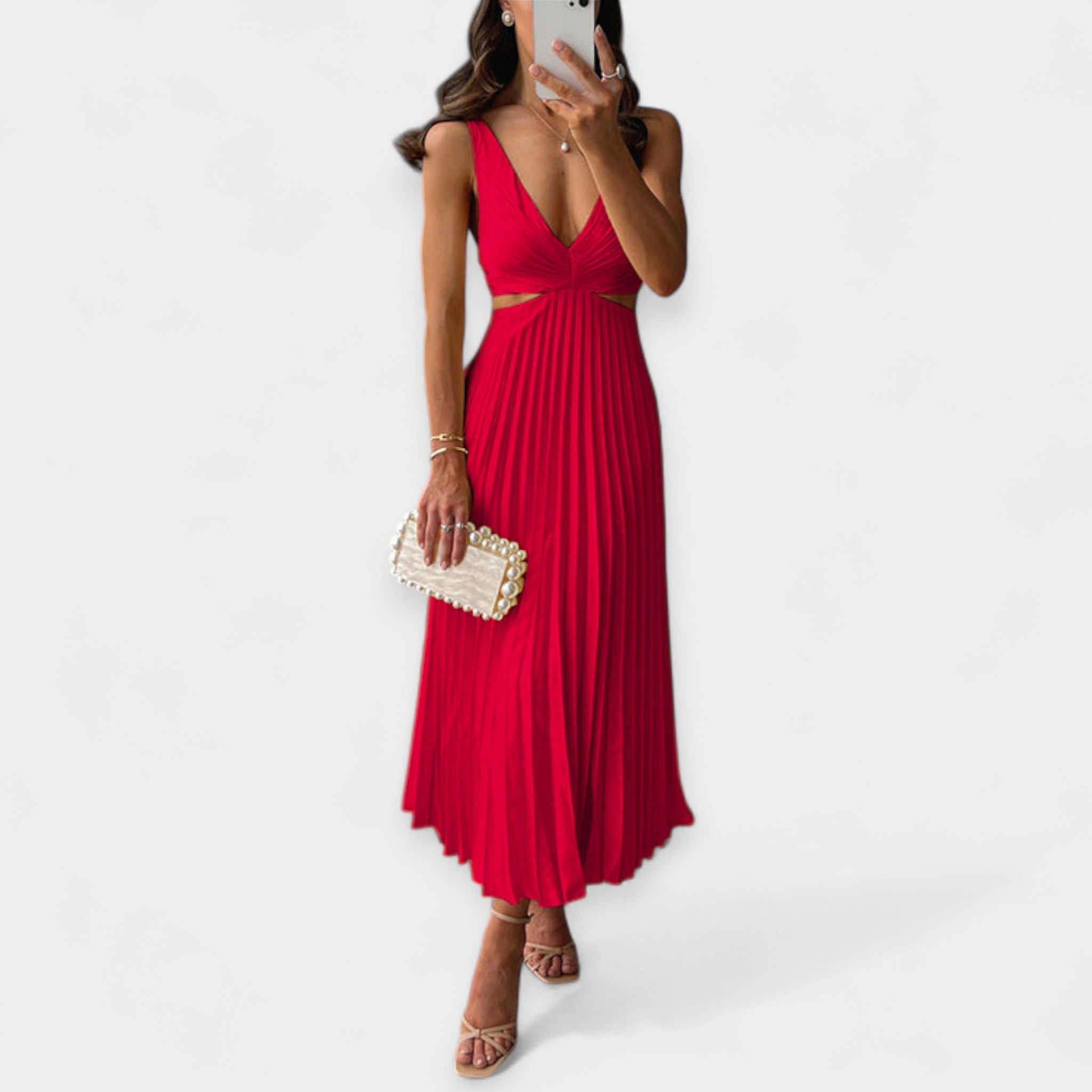 Rochie maxi cu design plisat