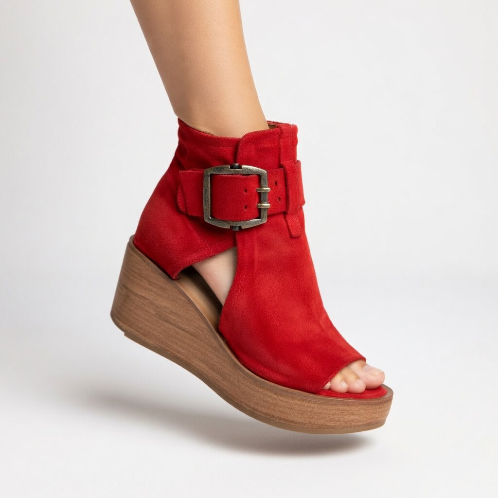 Wendy — Modern Open-Toe Wedge Ankle Boots