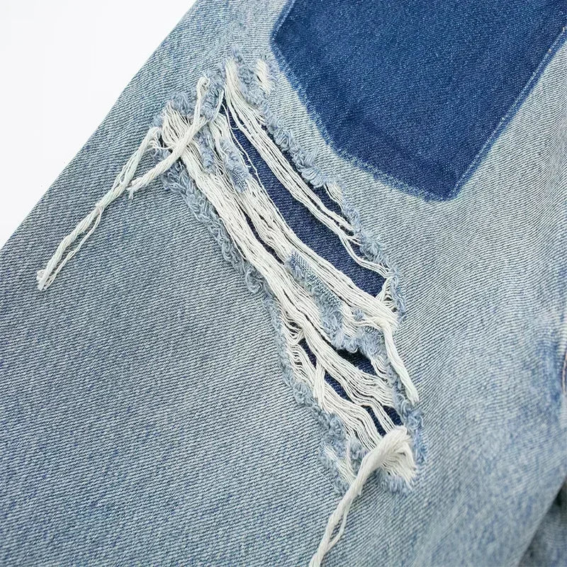 Ava™ | Distressed Patchwork Jeans