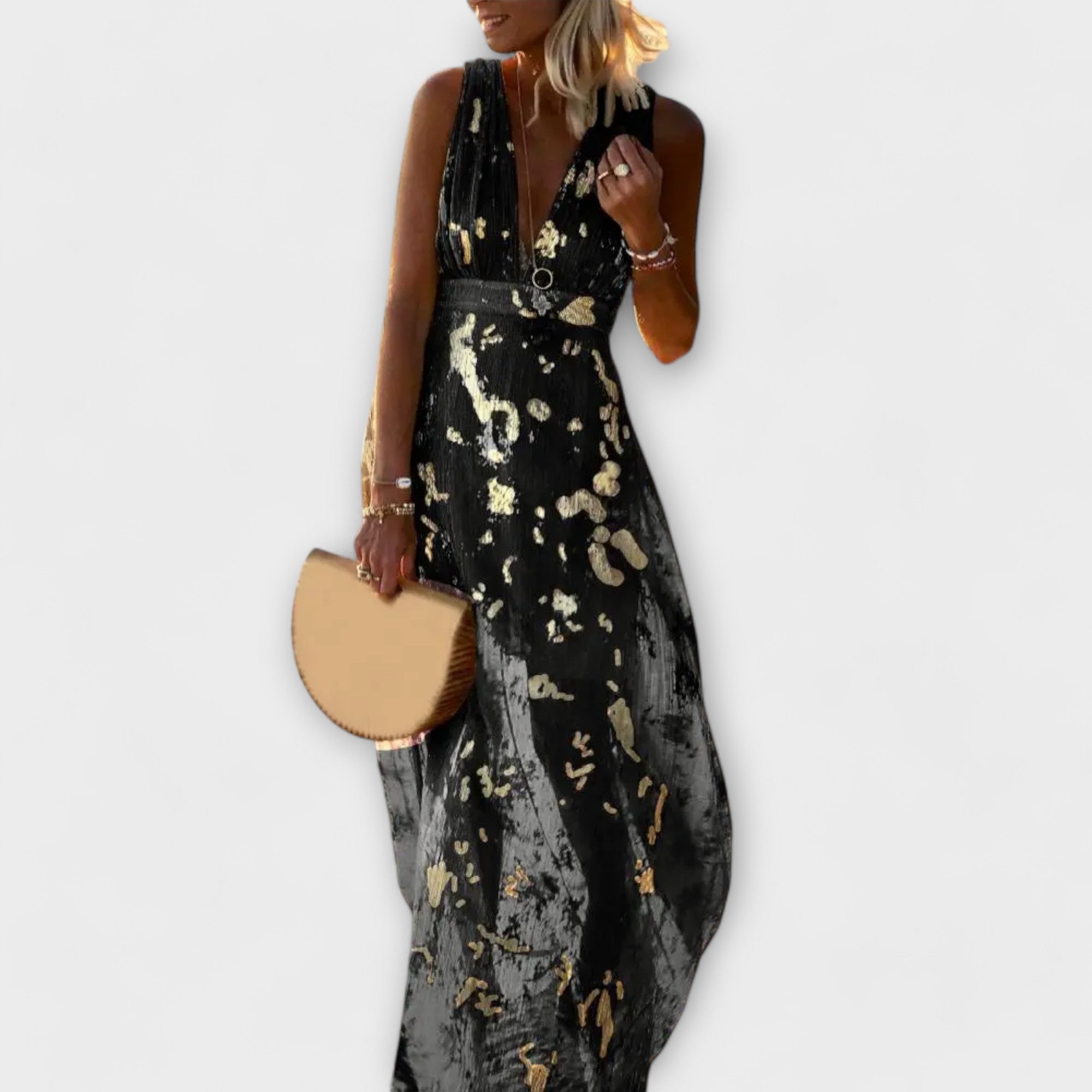 Tatiana - Smooth Dress with V-Shaped Neckline