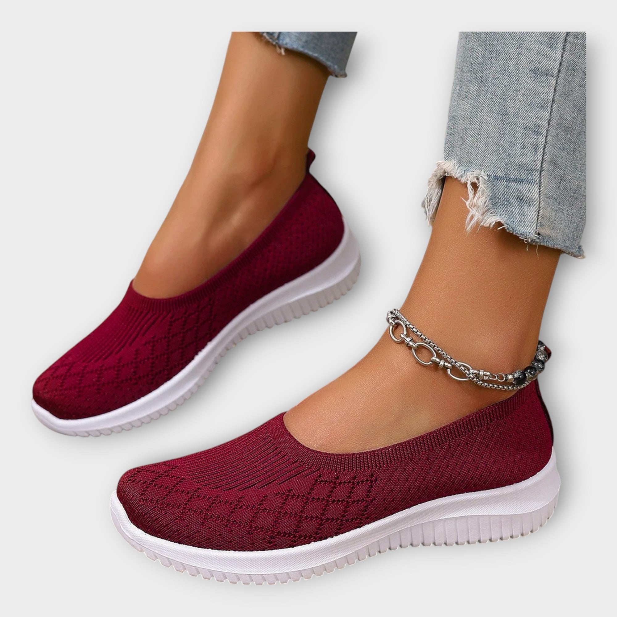 Braided ballerinas with non-slip sole