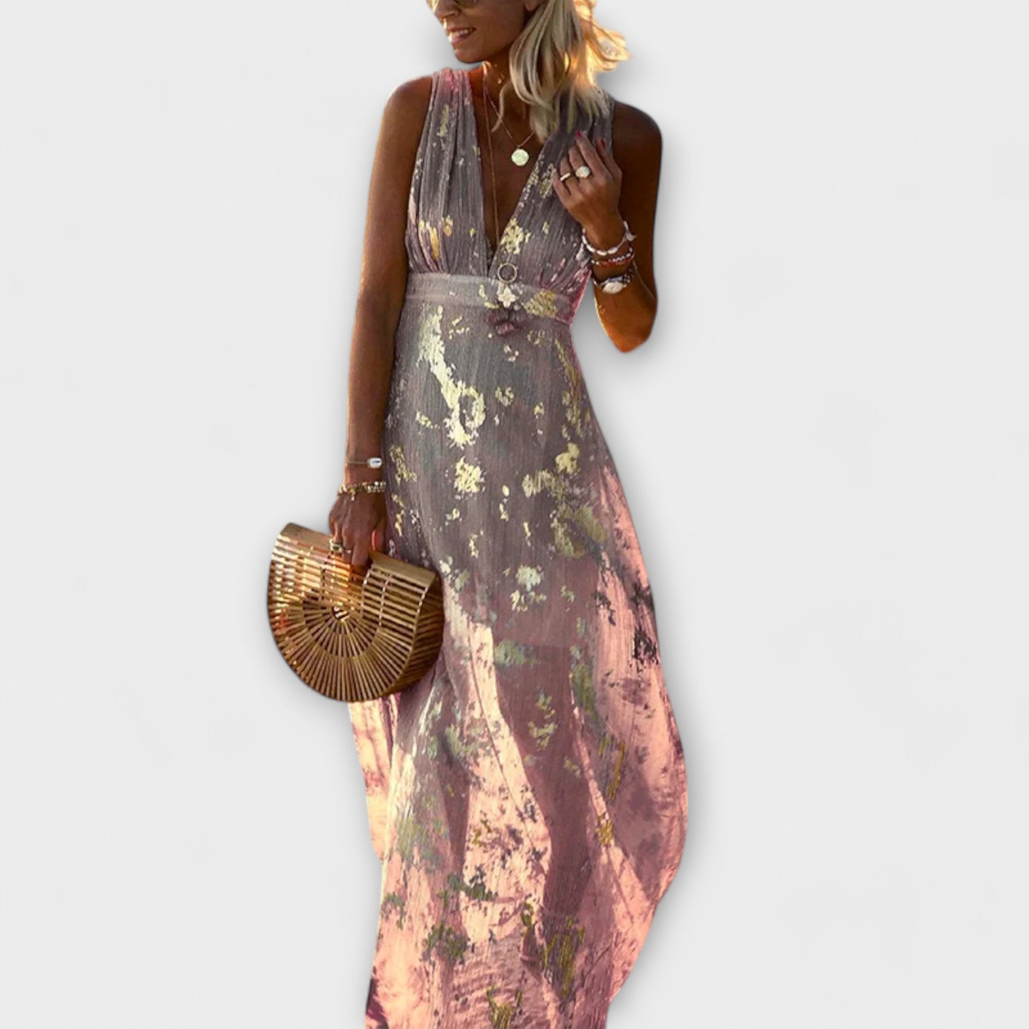 Tatiana - Smooth Dress with V-Shaped Neckline