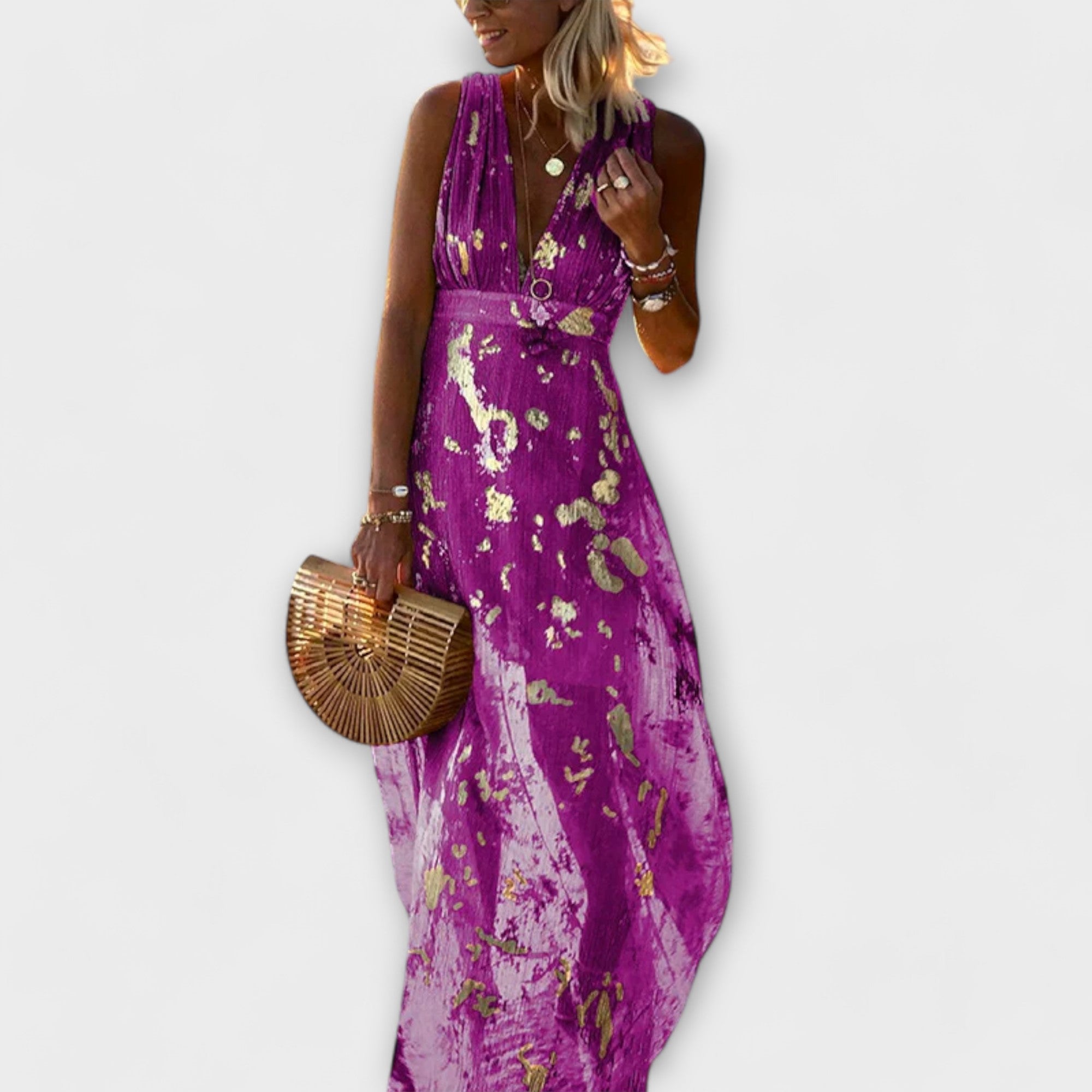 Tatiana - Smooth Dress with V-Shaped Neckline