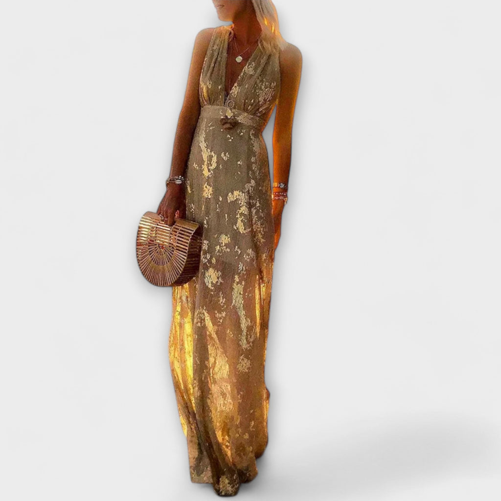 Tatiana - Smooth Dress with V-Shaped Neckline