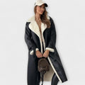 Marija – Long Classic Jacket with Fleece Lining and Teddy Bear Collar