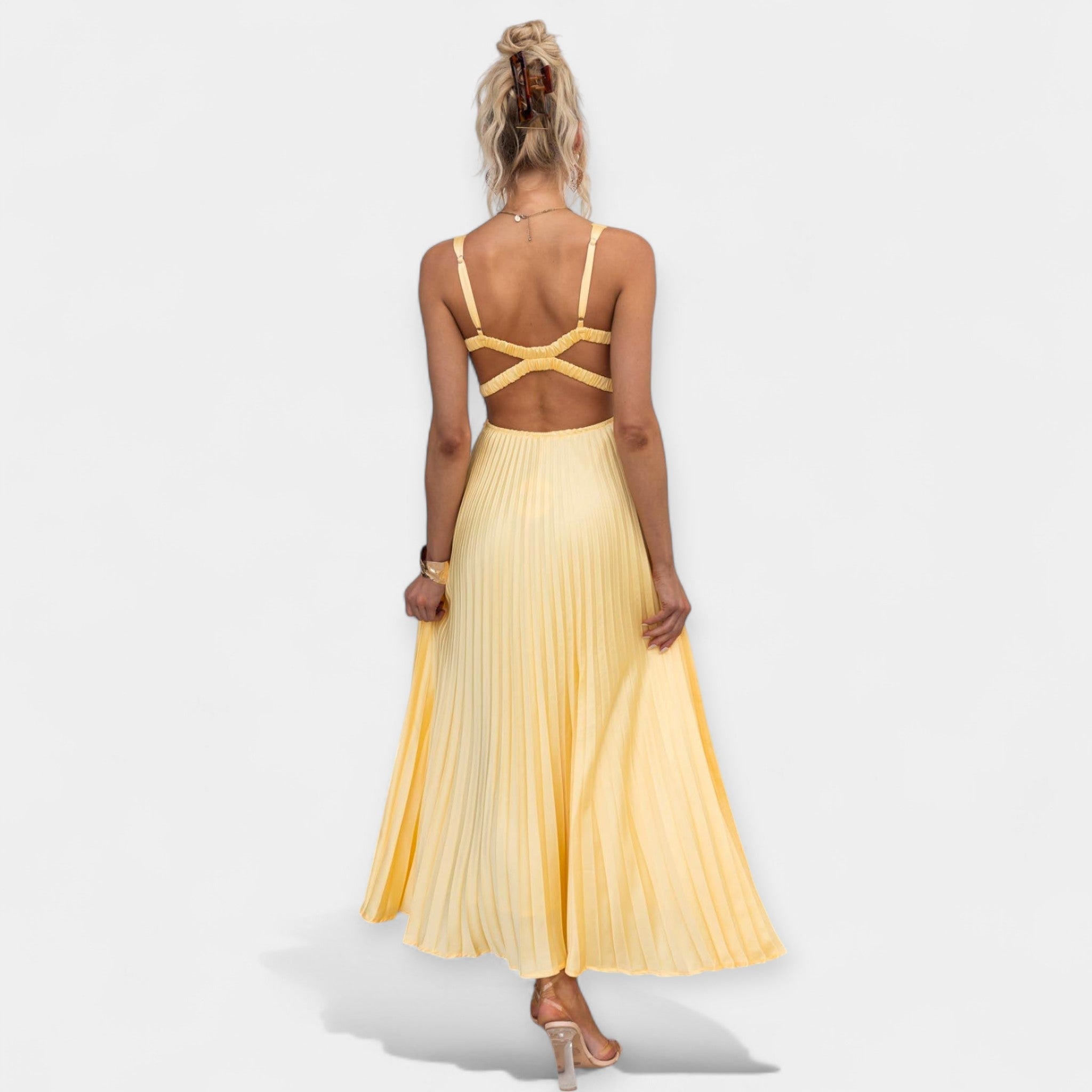 Maximal Dress in Yellow with Open Back