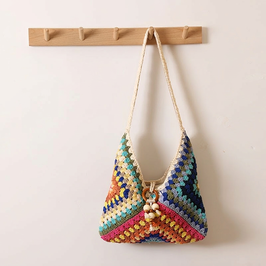 Boho - Crochet Chevron Shoulder Bag