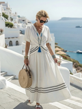 Seren | Rochie midi cu mânecă scurtă și decolteu în V