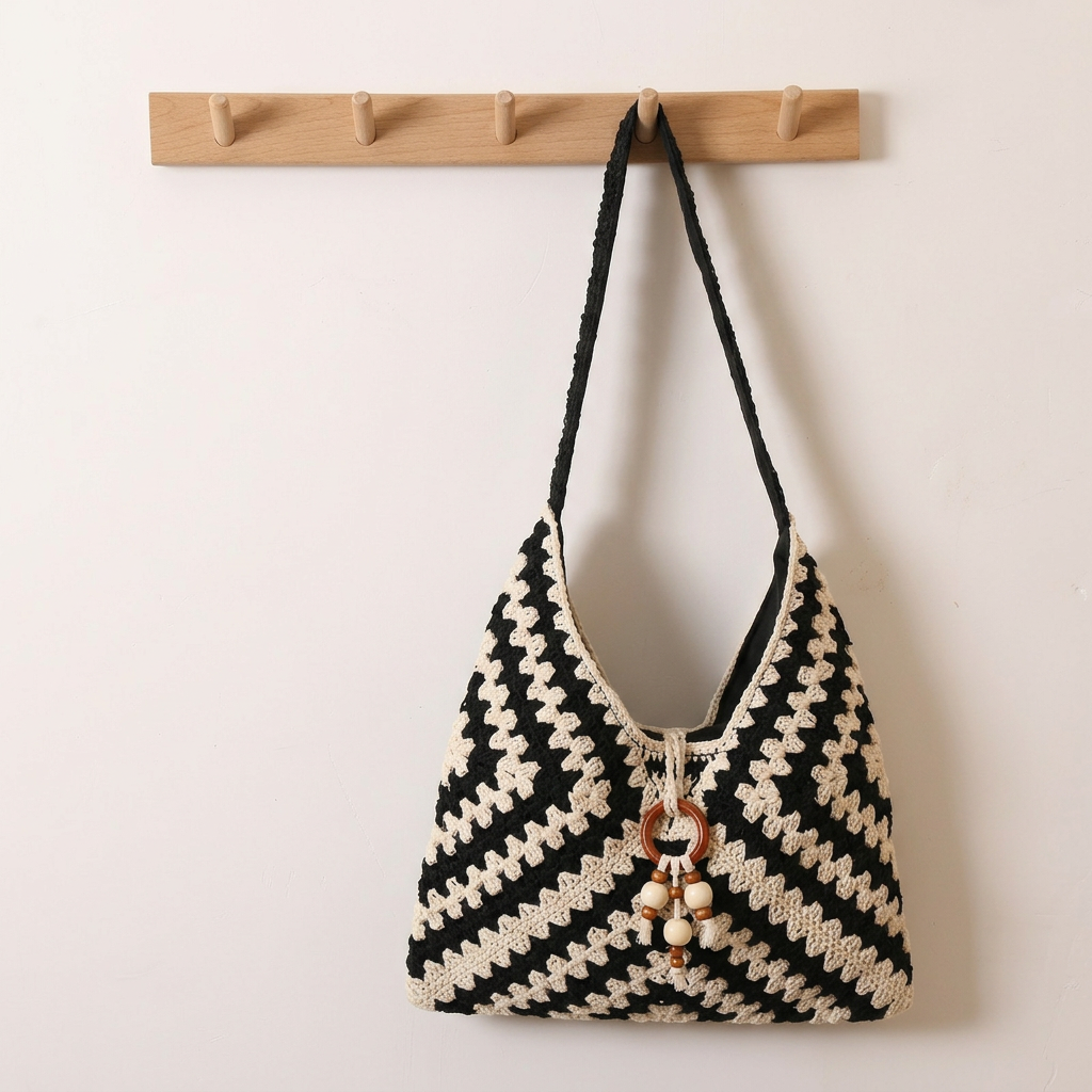 Boho - Crochet Chevron Shoulder Bag