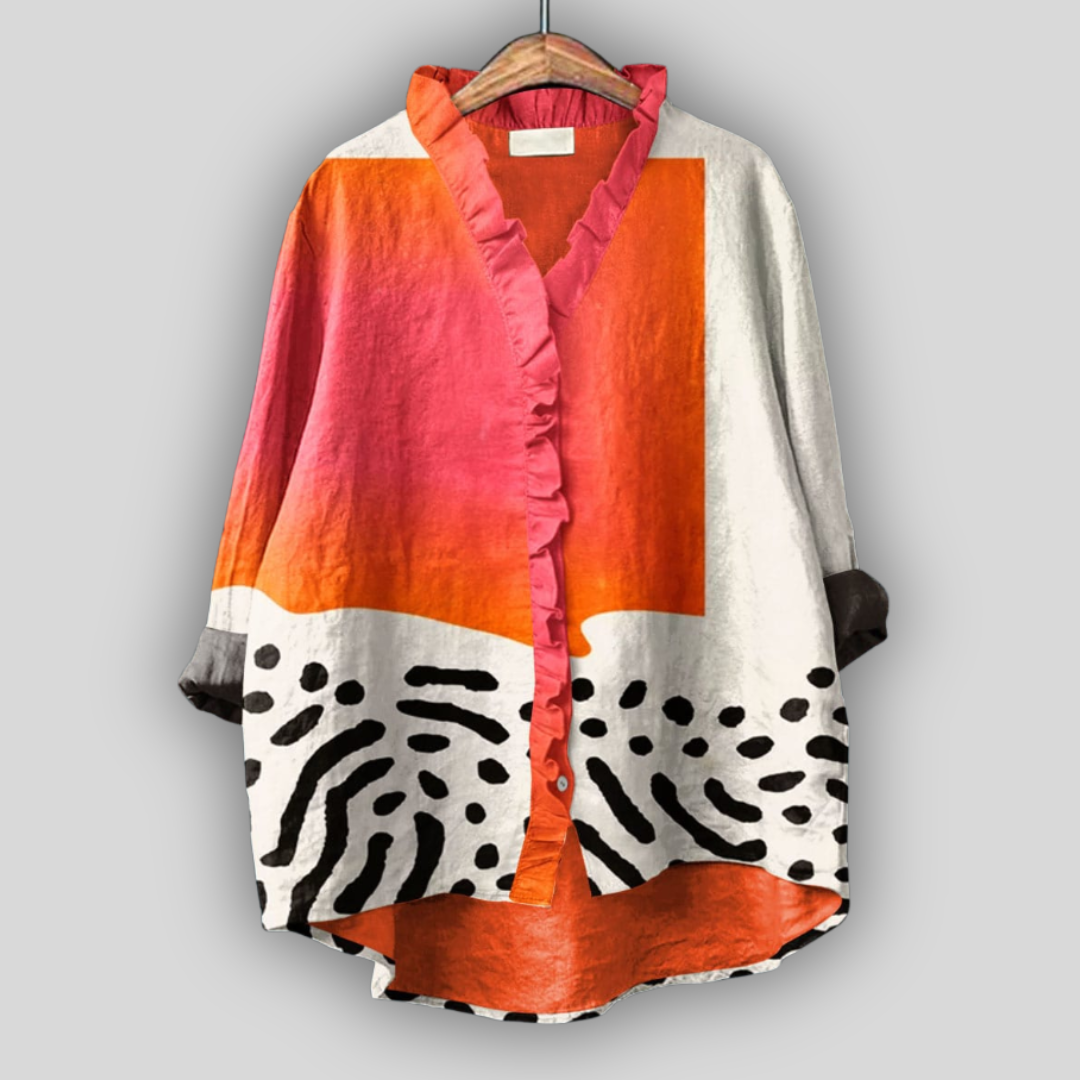 Linen Blouse Vibrant Harmony