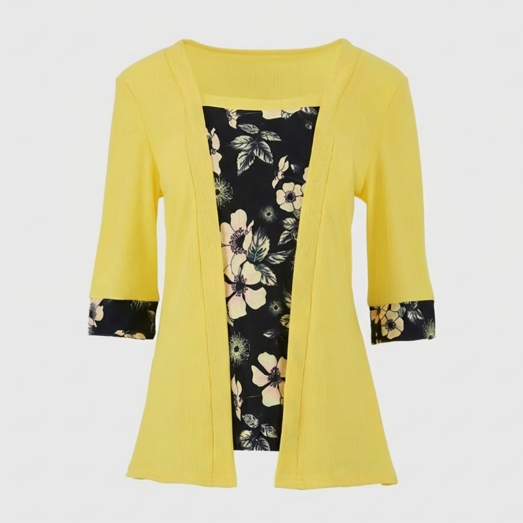 Floral Layer Cardigan – Elegante 2-in-1 Blazer Top