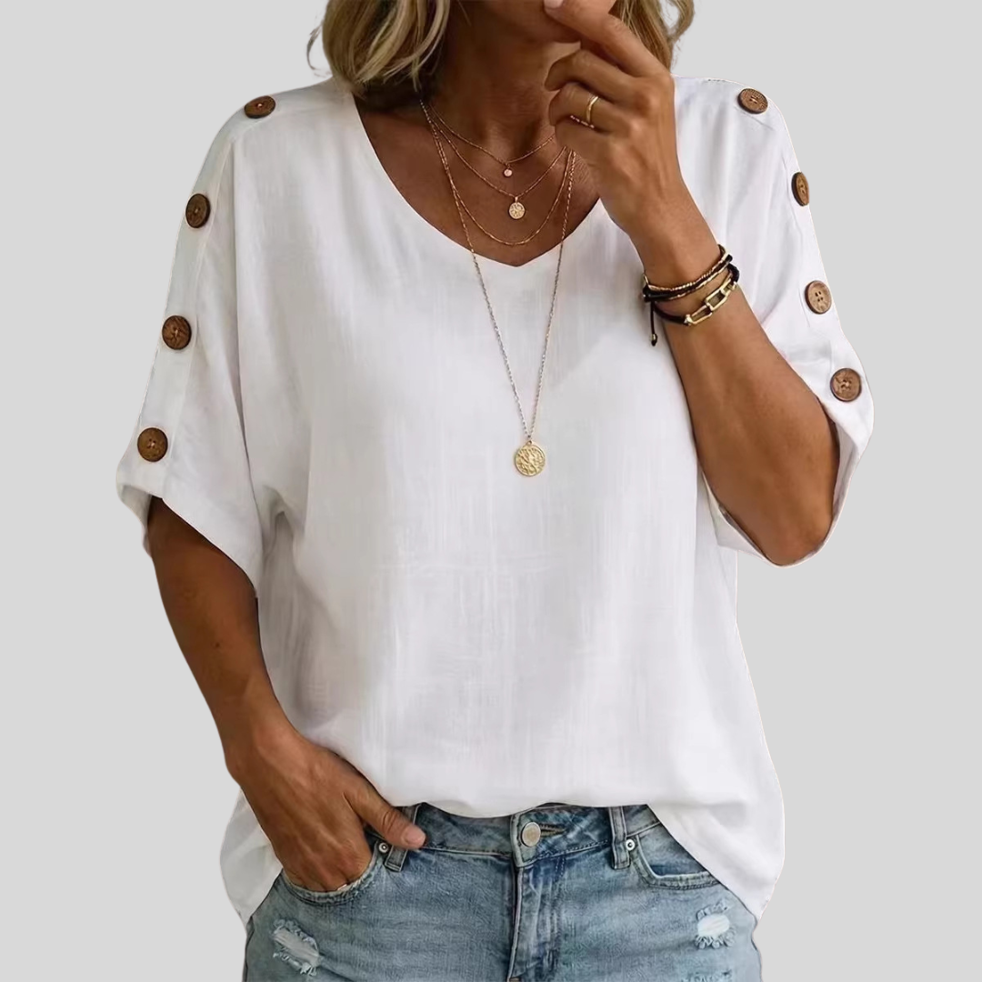 Nina – Relaxed Button-Sleeve Top