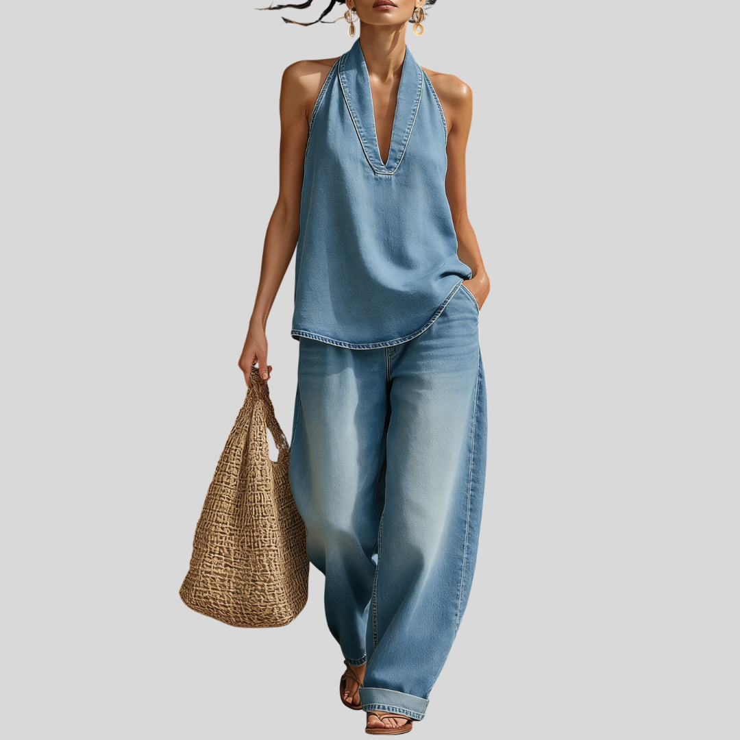 Mary | Comfortable Minimalist Denim Two-Piece Set