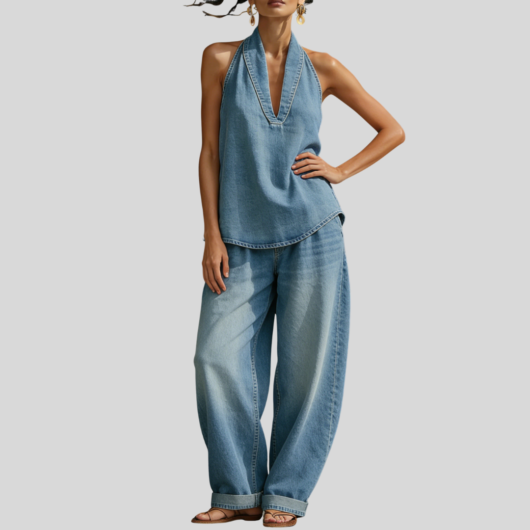 Mary | Comfortable Minimalist Denim Two-Piece Set