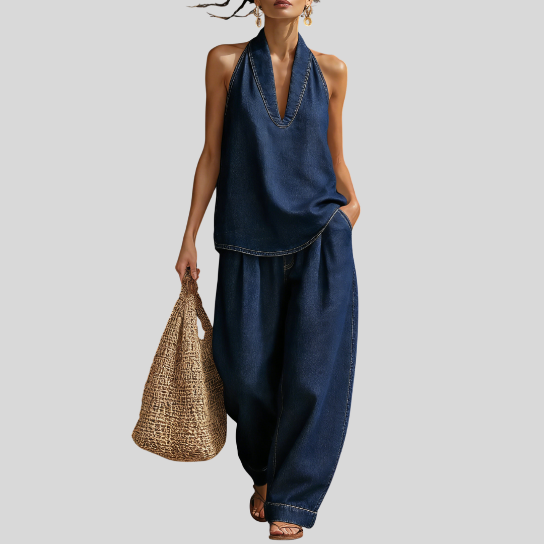 Mary | Comfortable Minimalist Denim Two-Piece Set