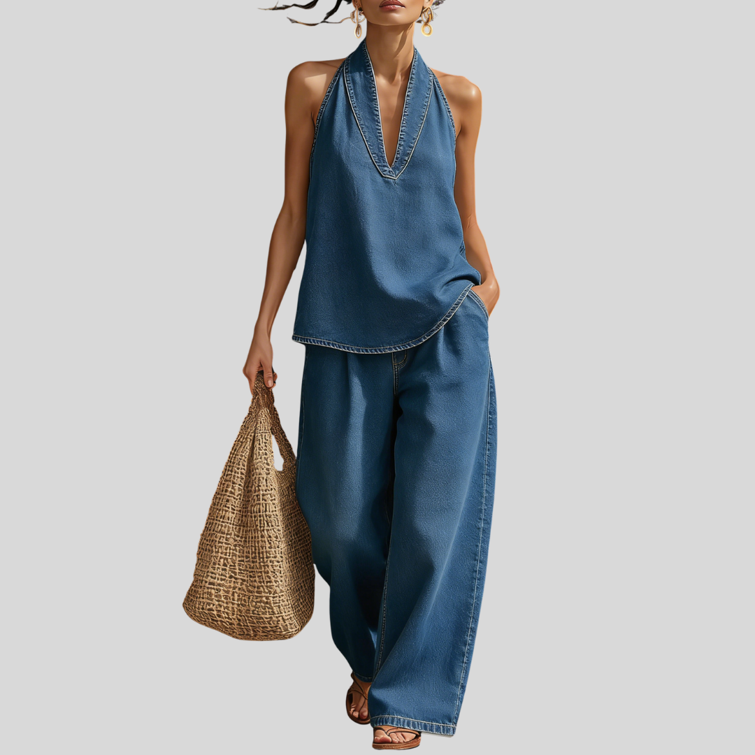 Mary | Comfortable Minimalist Denim Two-Piece Set