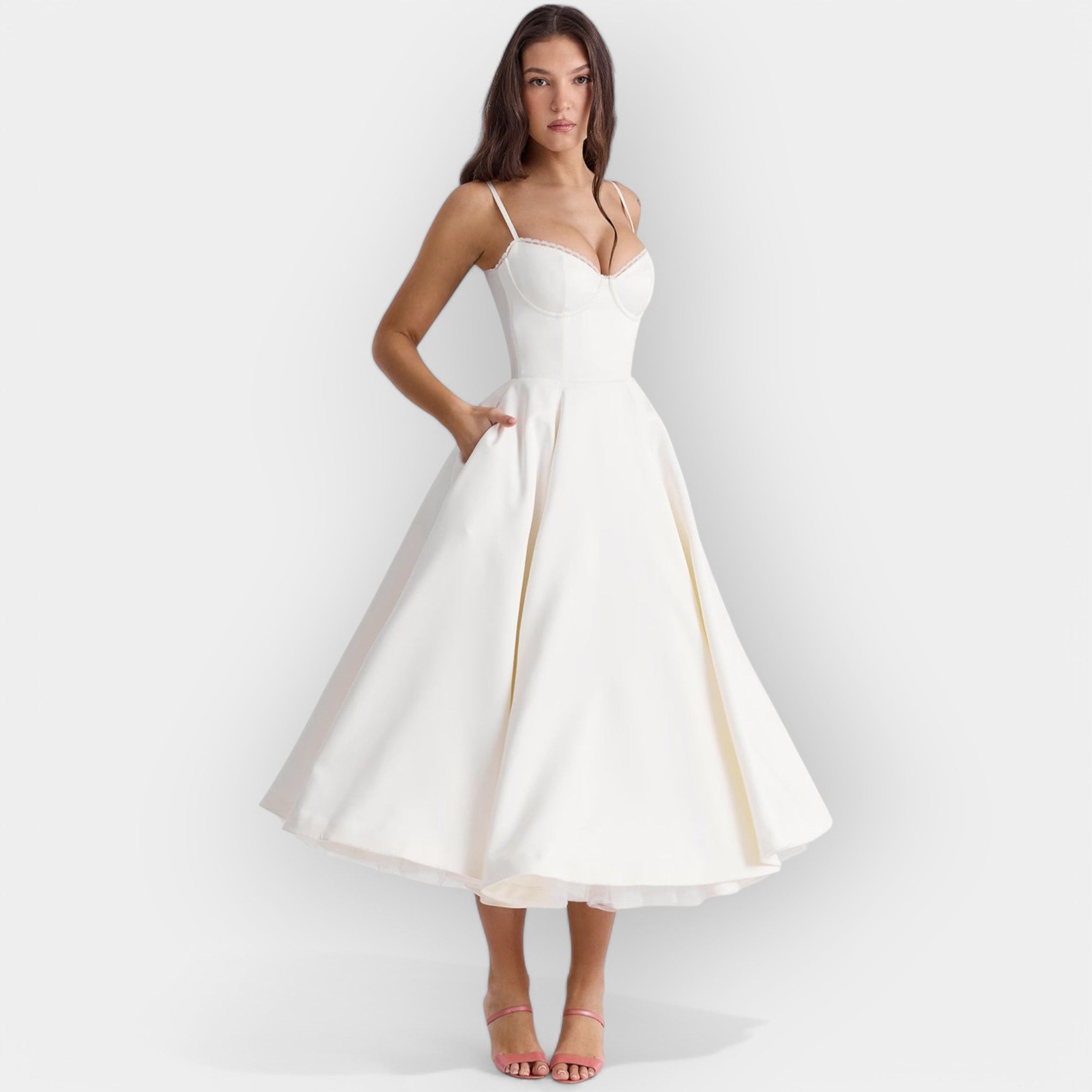 Minimalist White Midi Dress