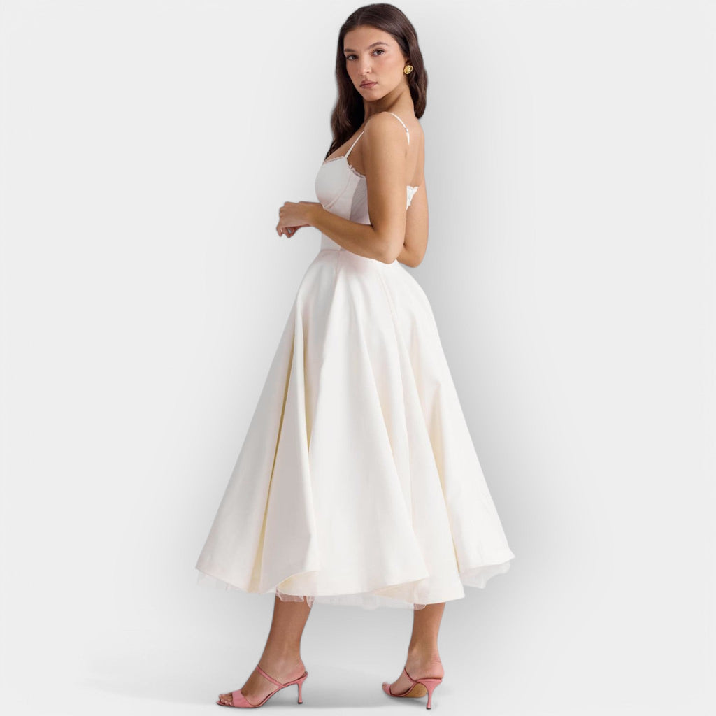 Minimalist White Midi Dress