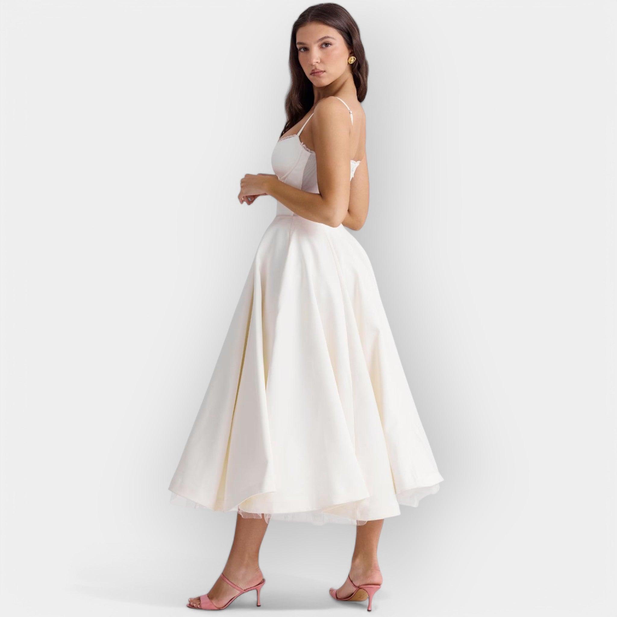 Minimalist White Midi Dress