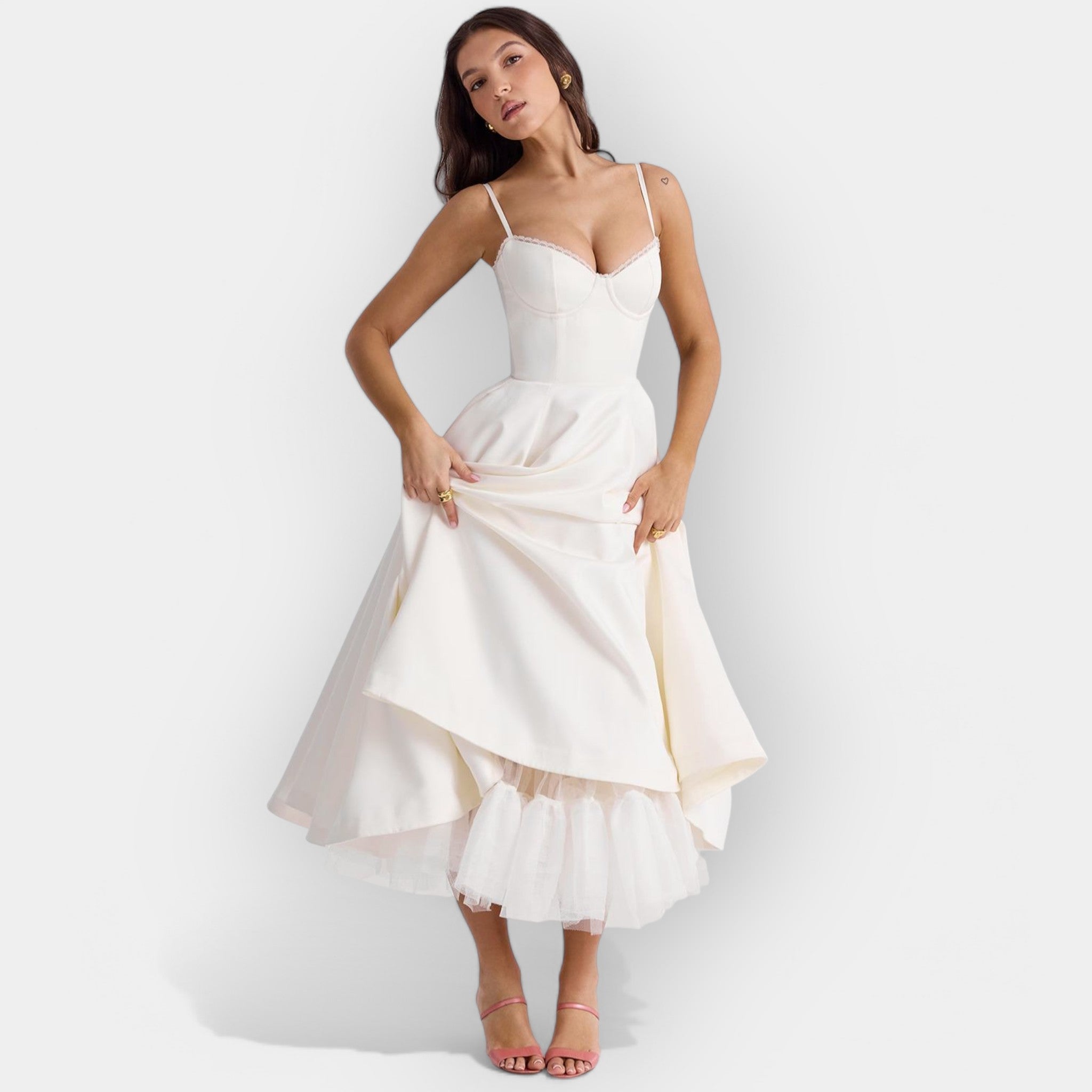 Minimalist White Midi Dress